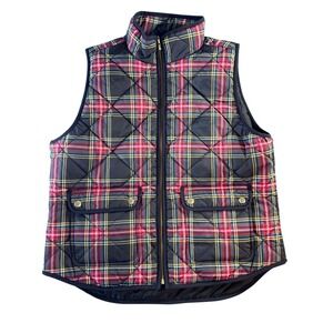 J.Crew Excursion Quilted Vest in Tartan Plaid Large Red Black Gold